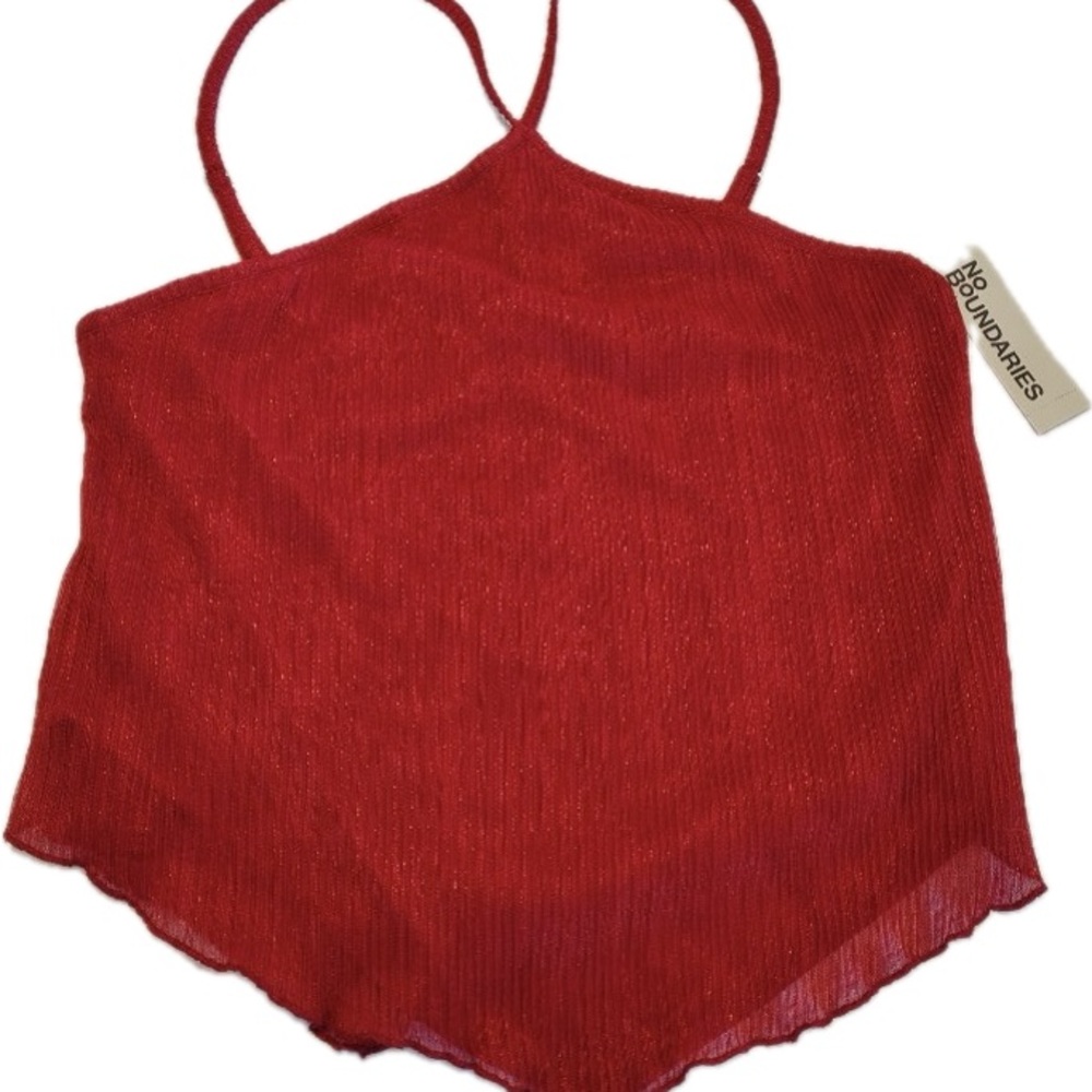 NWT Y2K Red Bandana Halter Crop Top Fairy Spaghetti Strap Sparkle Womens Med